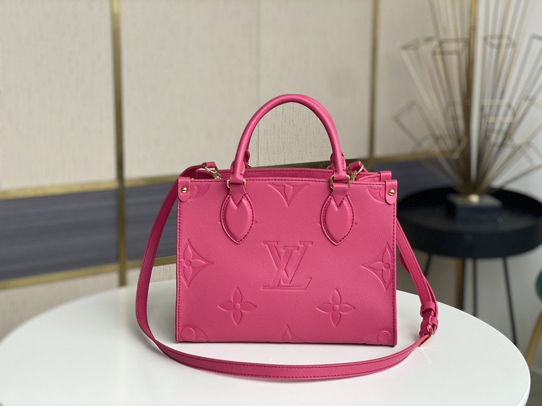 ONTHEGO MM 35CM PINK EMBOSSED GRAINED COWHIDE LEATHER