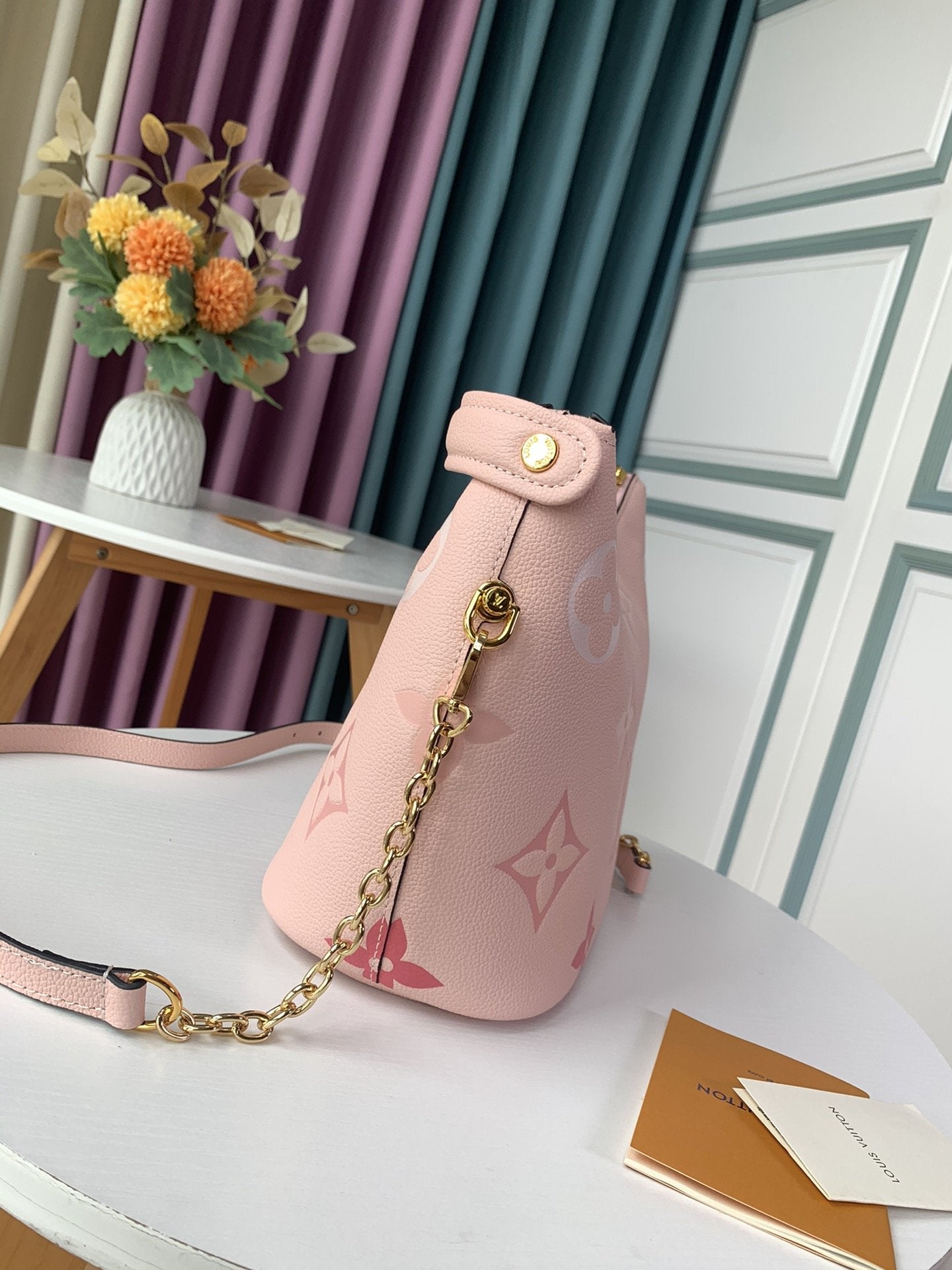 MASHMALLOW HOBO BAG BOUTON DE ROSE PINK GRAINED COWHIDE LEATHER