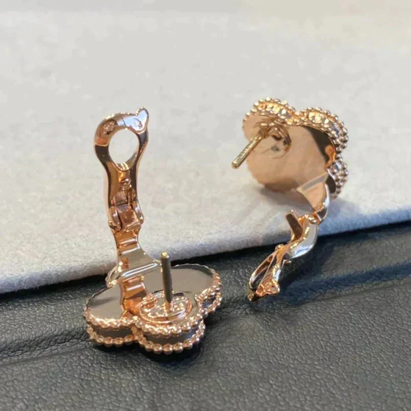 CLOVER MEDIUM 1 MOTIFS GRAY MOP DIAMOND EARRINGS
