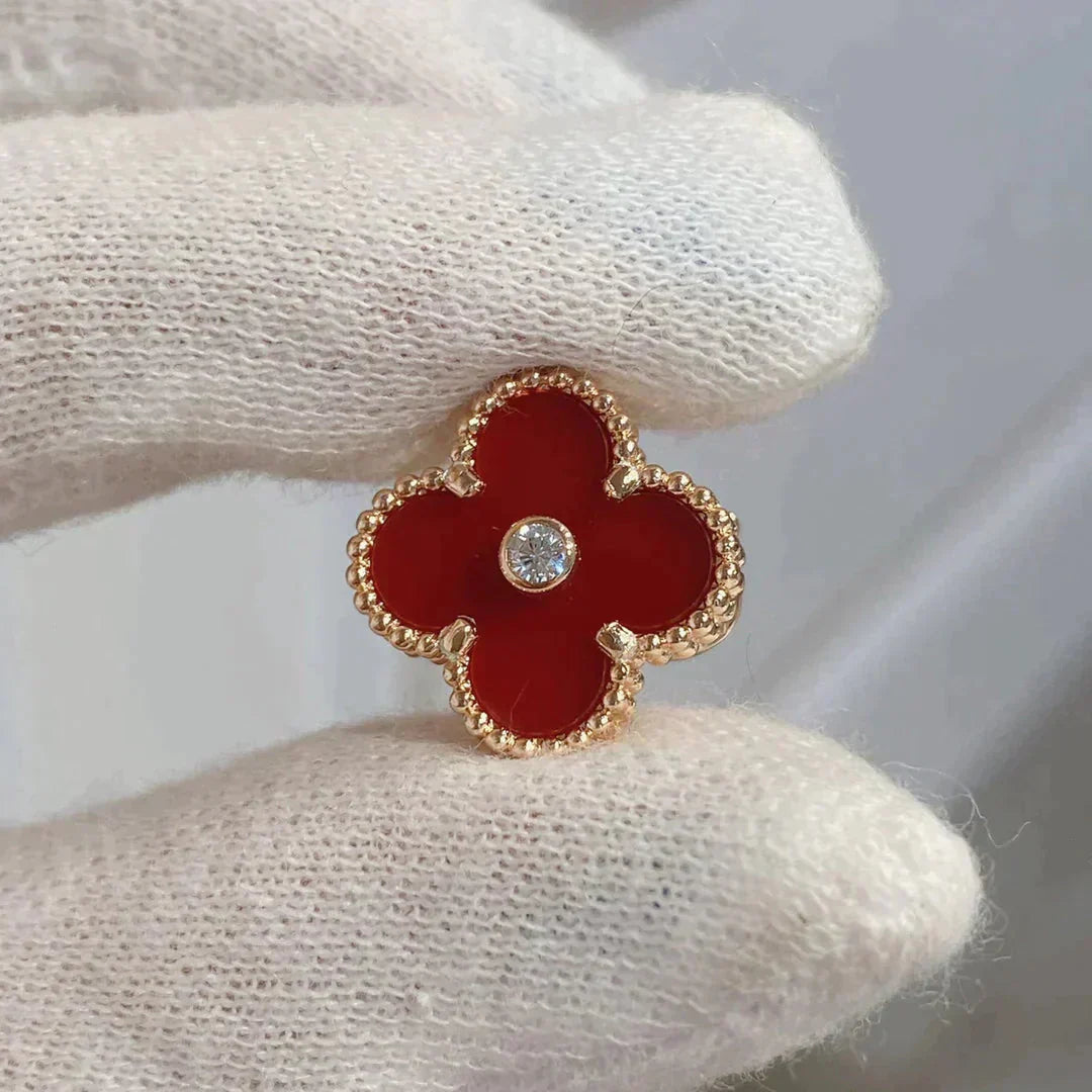 CLOVER MEDIUM 1 MOTIFS CARNELIAN DIAMOND earrings