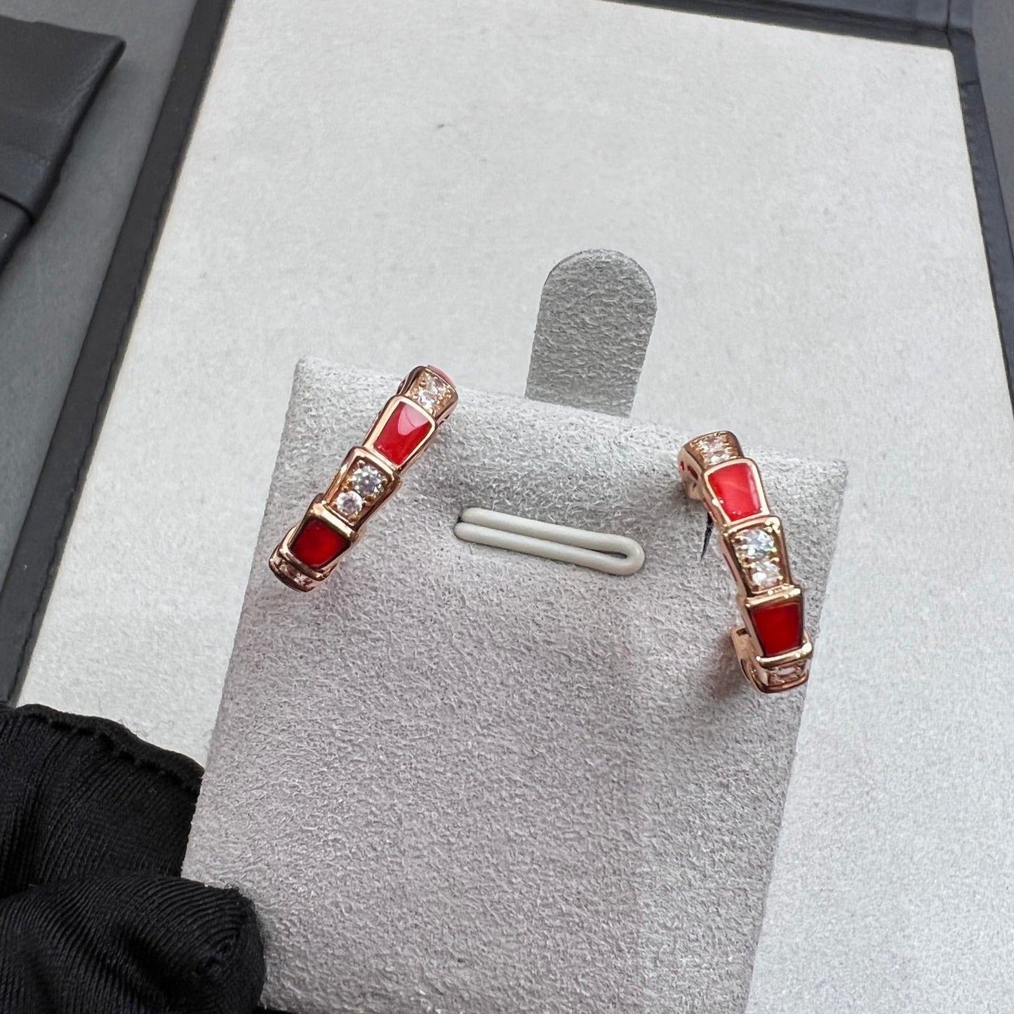 DIANA SERPENTI CARNELIAN PINK GOLD EARRINGS