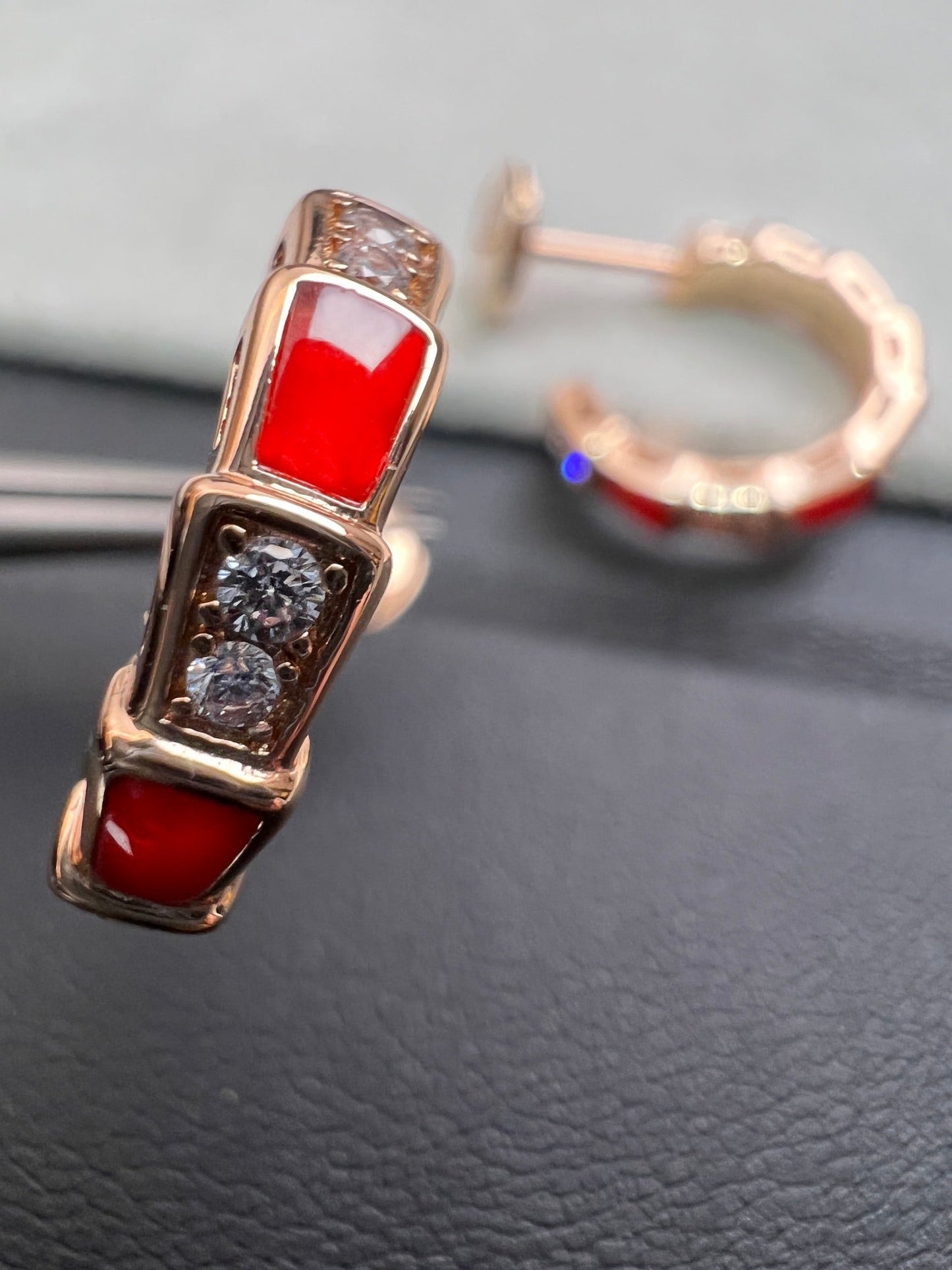 DIANA SERPENTI CARNELIAN PINK GOLD EARRINGS