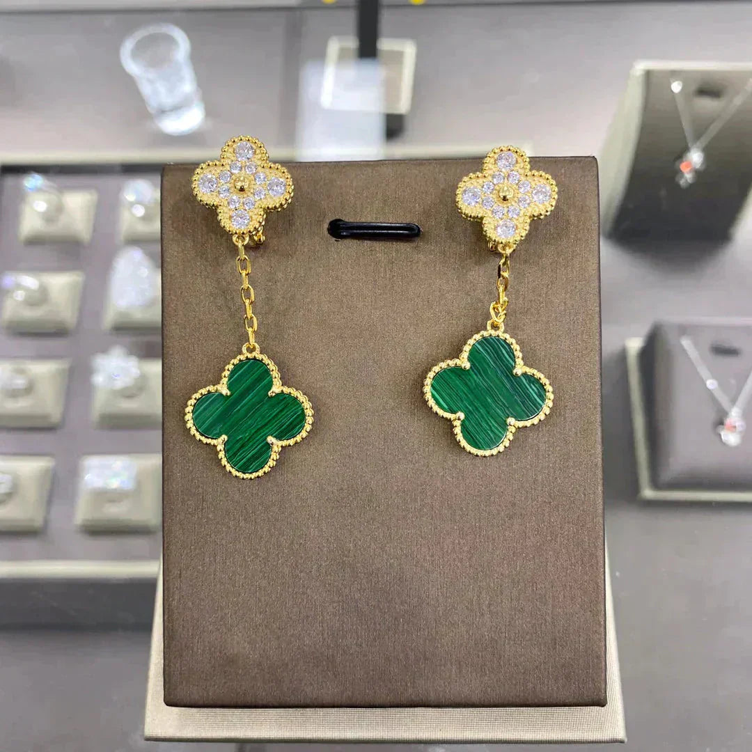 BOUCLES D'OREILLES DIANA CLOVER 2 MOTIFS DIAMANT CHOIX MULTIPLES