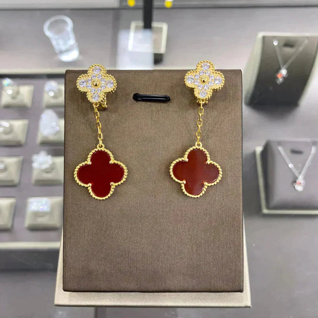 BOUCLES D'OREILLES DIANA CLOVER 2 MOTIFS DIAMANT CHOIX MULTIPLES