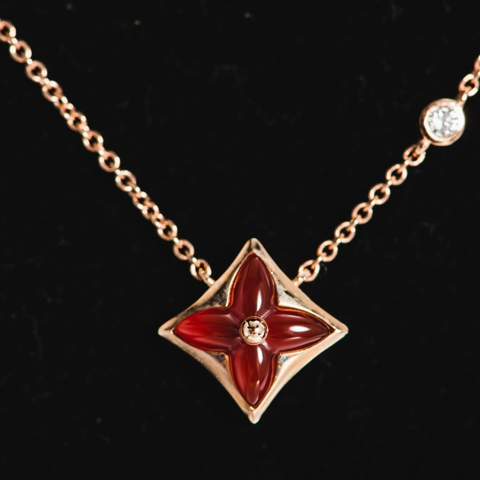 DIANA STAR NECKLACE PINK GOLD 1 DIAMOND