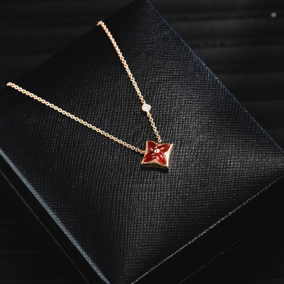 DIANA STAR NECKLACE PINK GOLD 1 DIAMOND