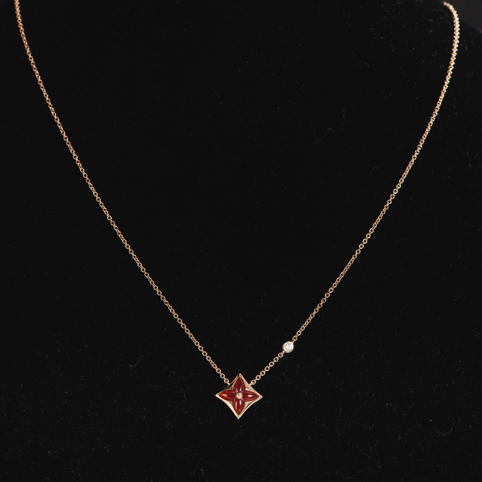 DIANA STAR NECKLACE PINK GOLD 1 DIAMOND