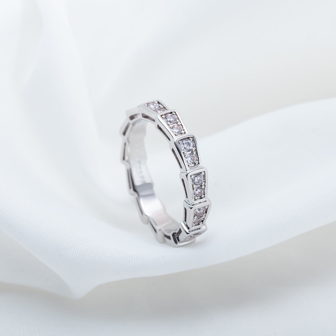 DIANA SERPENTI RING SILVER DIAMOND PAVED 3MM
