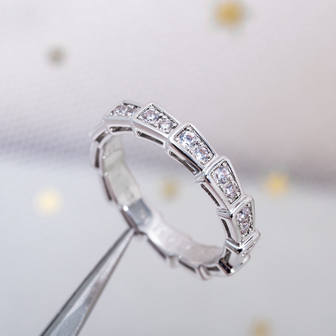 DIANA SERPENTI RING SILVER DIAMOND PAVED 3MM