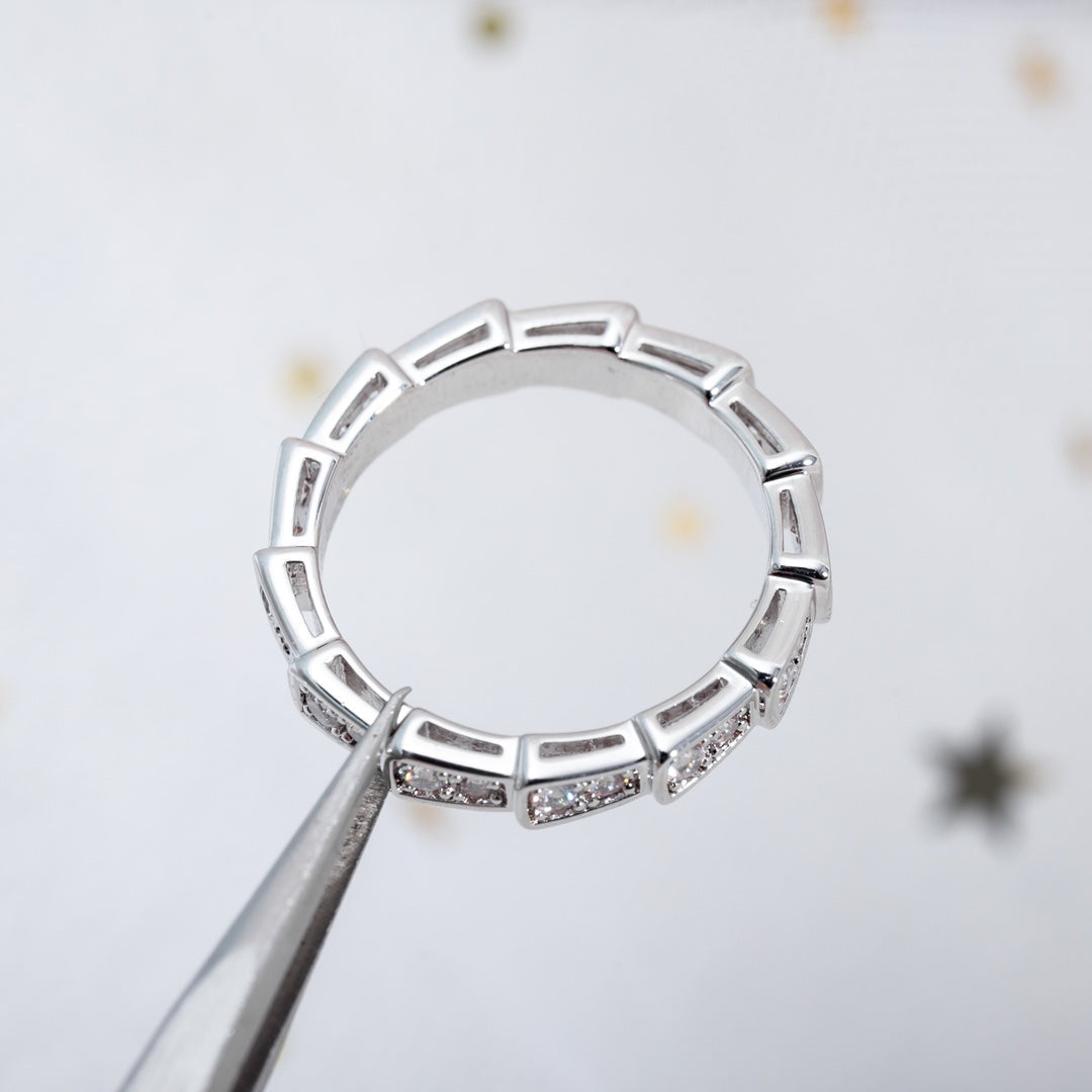 DIANA SERPENTI RING SILVER DIAMOND PAVED 3MM
