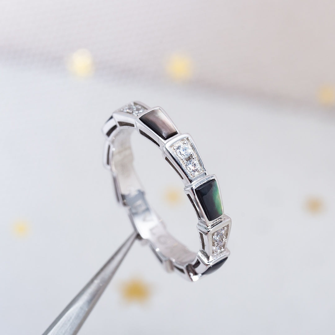 DIANA SERPENTI RING SILVER DIAMOND BLACK MOP 3MM