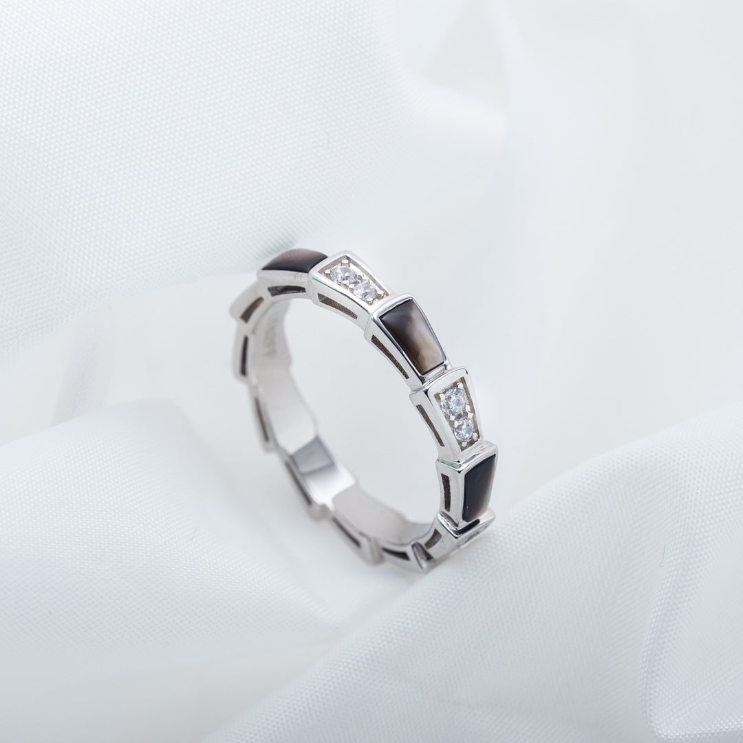 DIANA SERPENTI RING SILVER DIAMOND BLACK MOP 3MM