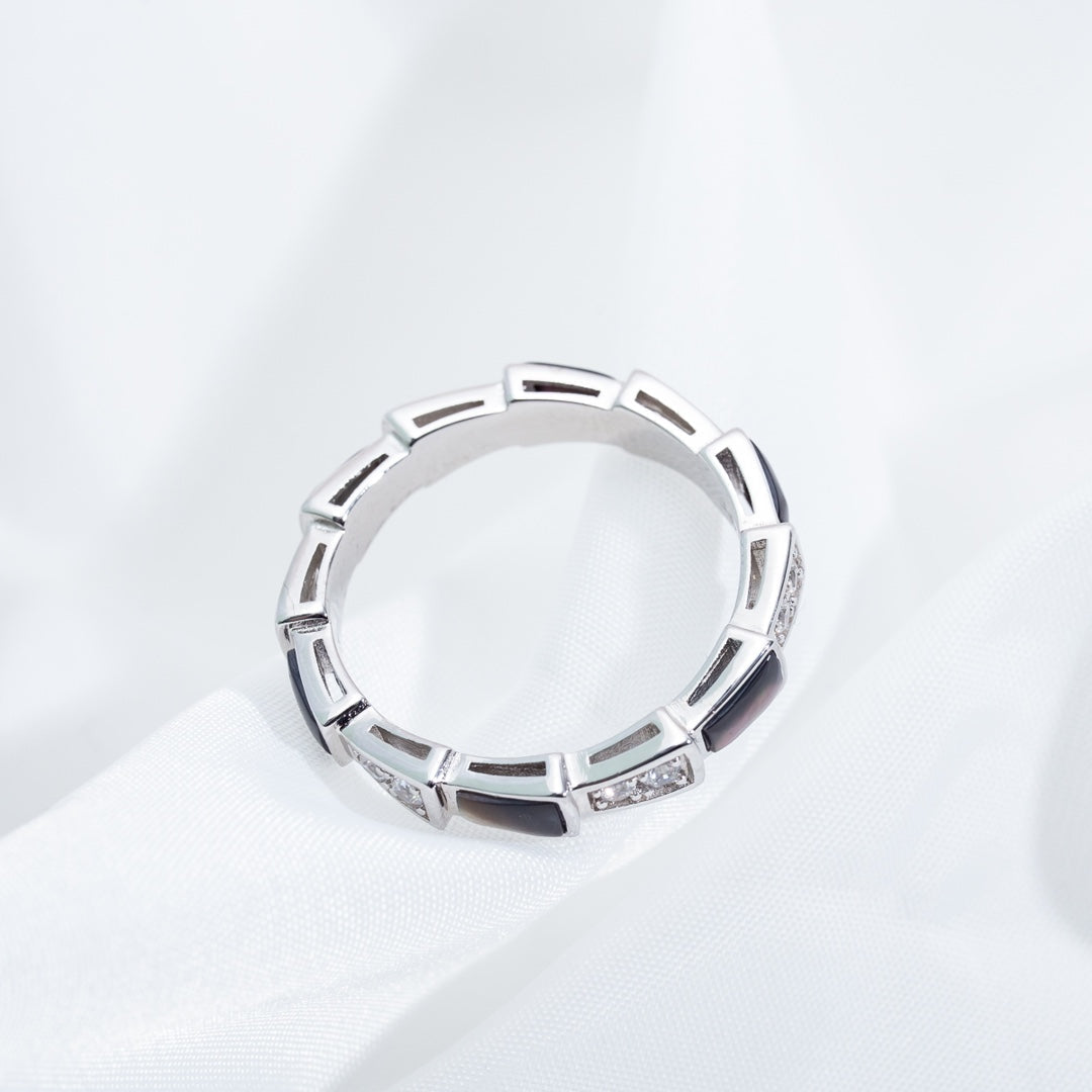 DIANA SERPENTI RING SILVER DIAMOND BLACK MOP 3MM
