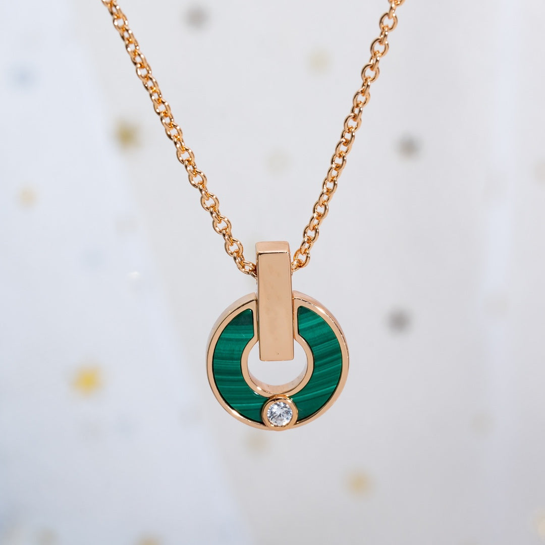 COLLIER DIANA GARI OR ROSE MALACHITE