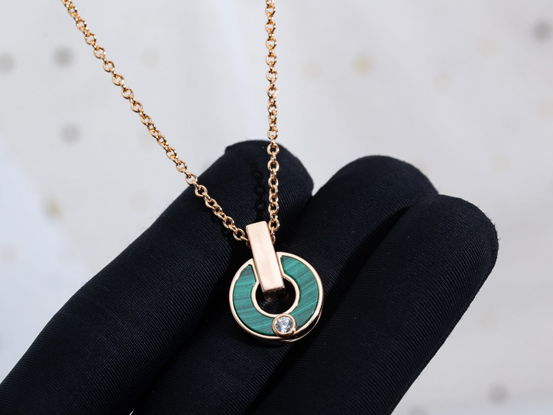 COLLIER DIANA GARI OR ROSE MALACHITE