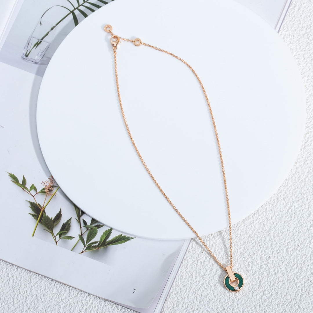 COLLIER DIANA GARI OR ROSE MALACHITE