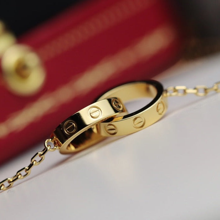 DIANA LOVE NECKLACE DOUBLE RING GOLD