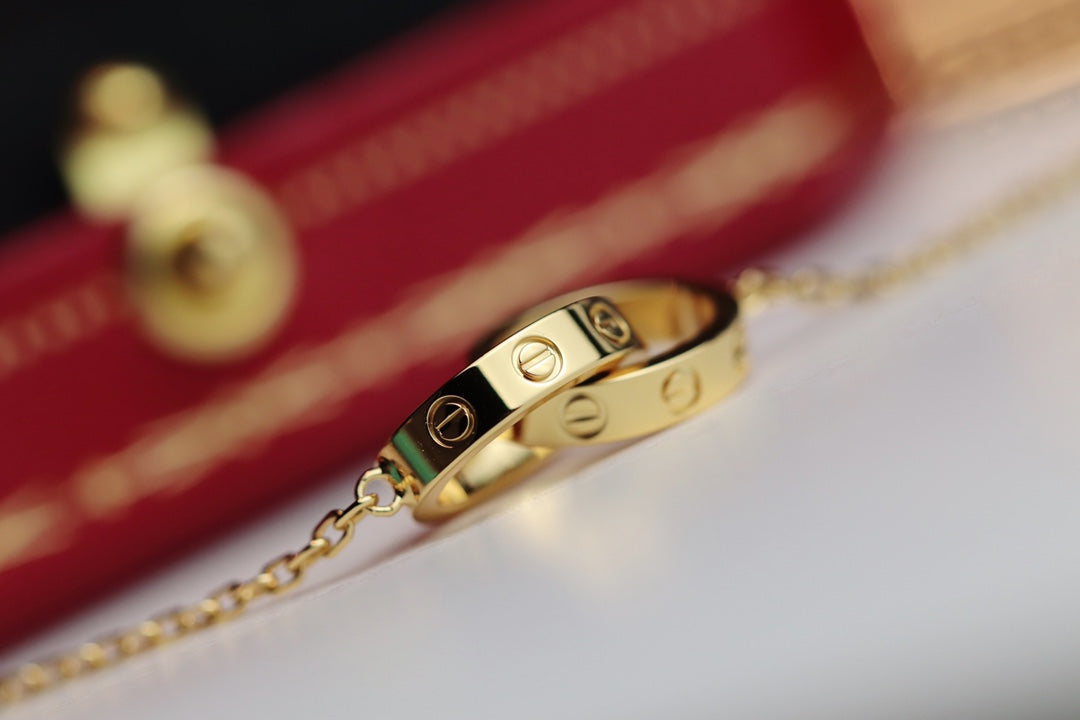 DIANA LOVE NECKLACE DOUBLE RING GOLD