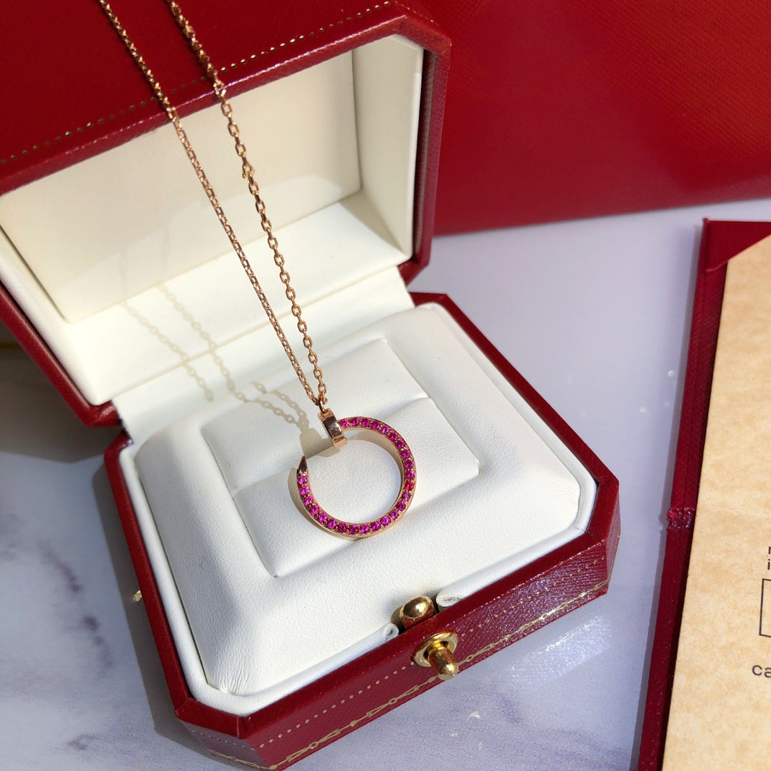 DIANA JUSTE NECKLACE PINK GOLD RED DIAMONDS