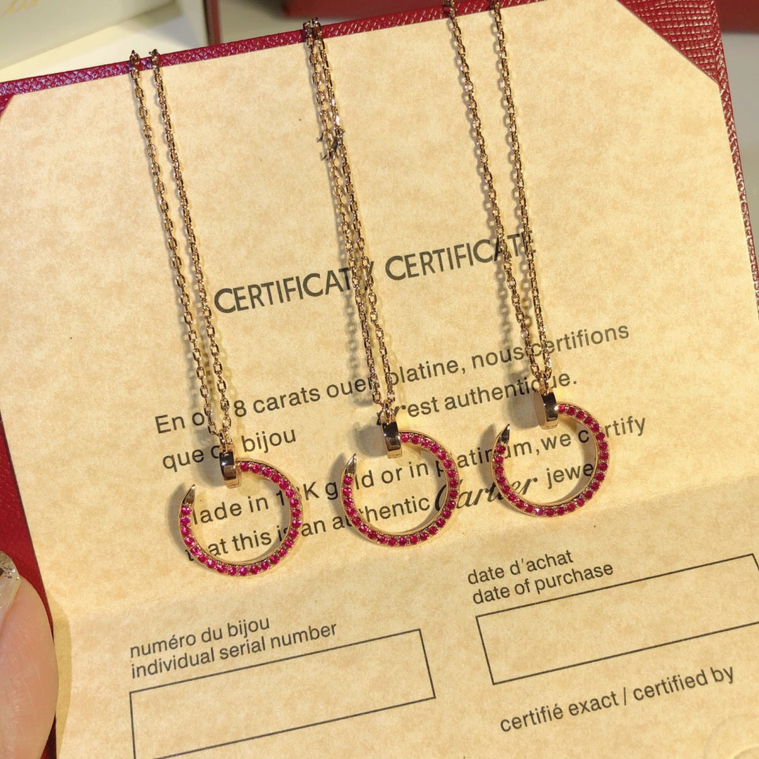 DIANA JUSTE NECKLACE PINK GOLD RED DIAMONDS
