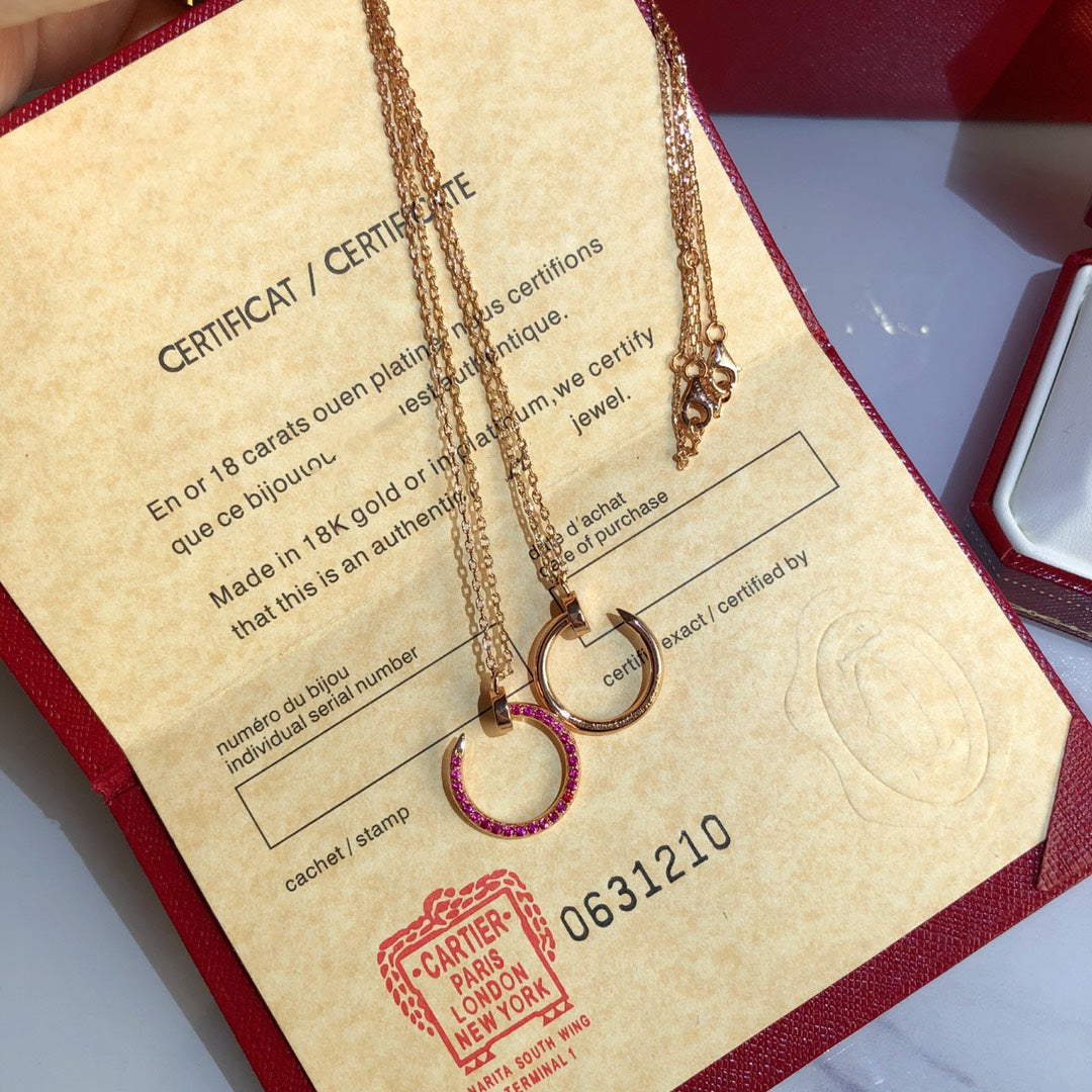 DIANA JUSTE NECKLACE PINK GOLD RED DIAMONDS