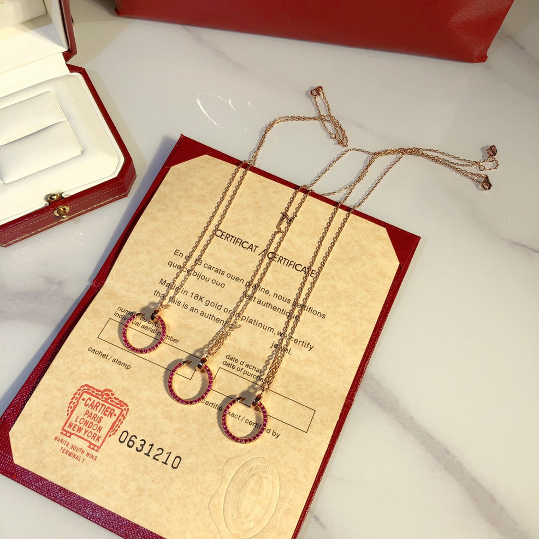 DIANA JUSTE NECKLACE PINK GOLD RED DIAMONDS