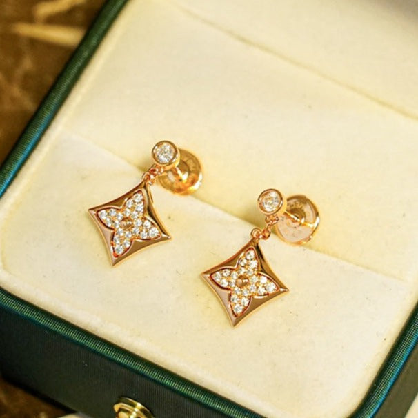BOUCLES D'OREILLES DIANA STAR DIAMANTS OR