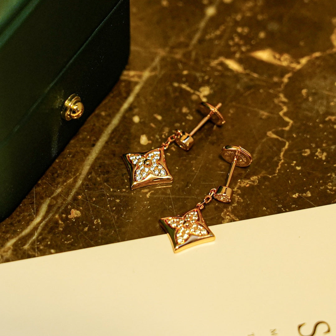 BOUCLES D'OREILLES DIANA STAR DIAMANTS OR