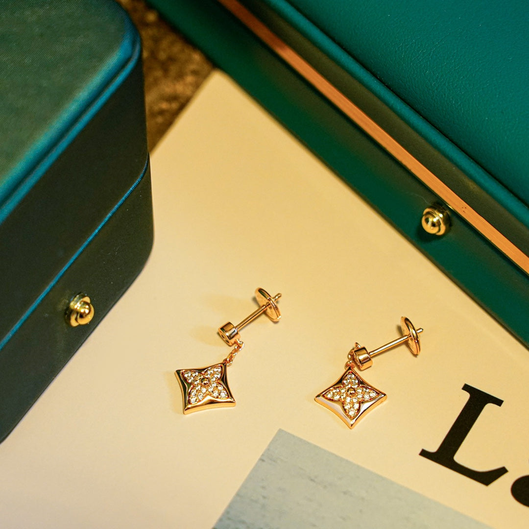BOUCLES D'OREILLES DIANA STAR DIAMANTS OR