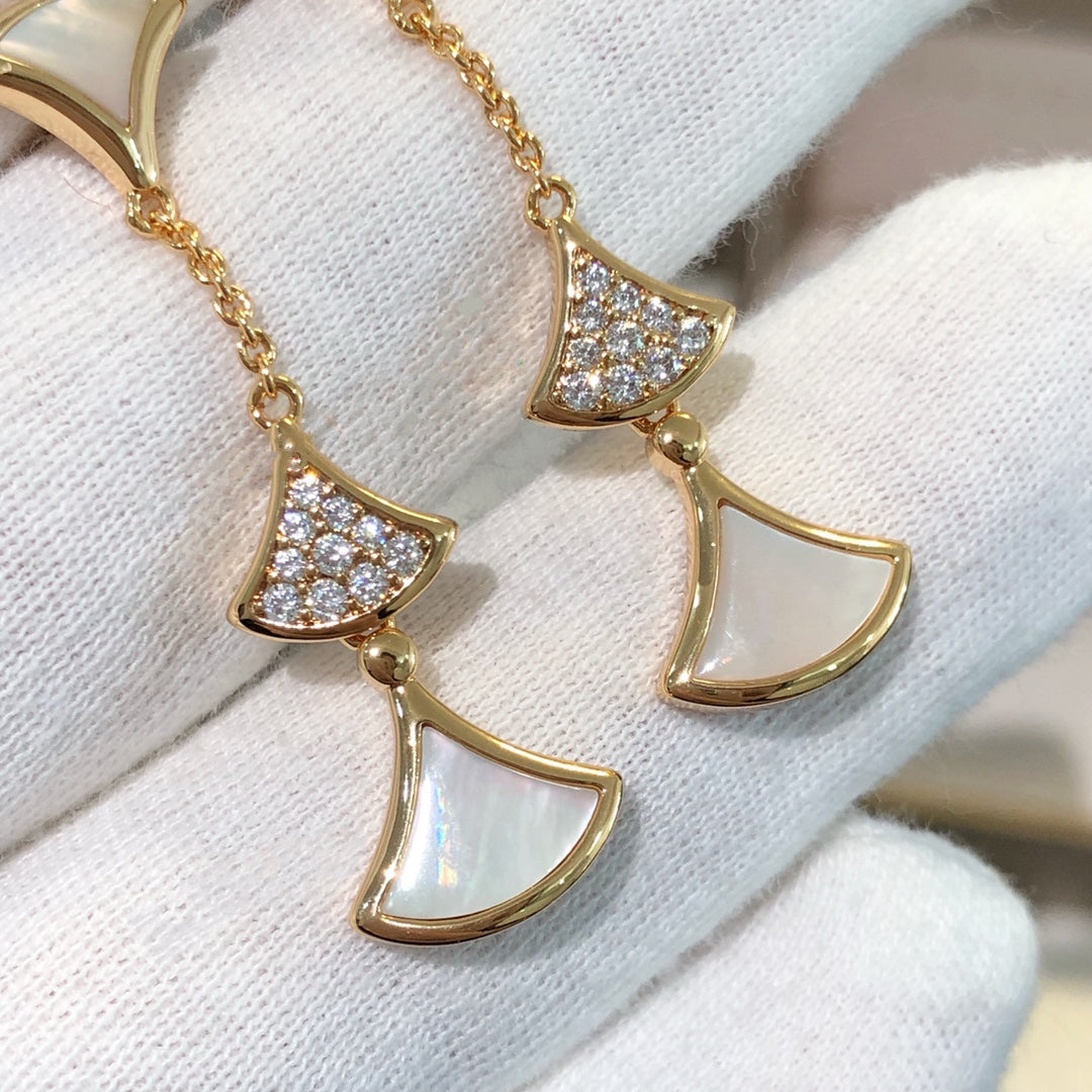 DIANA DREAM EARRINGS 3 MOTIFS DIAMOND MOP PINK GOLD