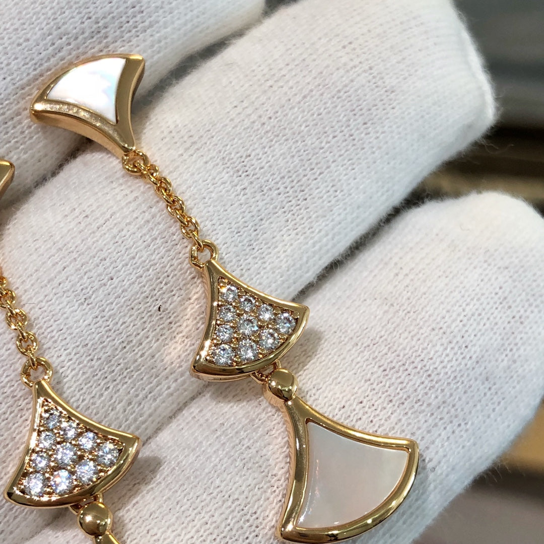 DIANA DREAM EARRINGS 3 MOTIFS DIAMOND MOP PINK GOLD