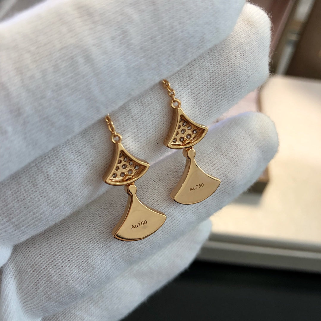 DIANA DREAM EARRINGS 3 MOTIFS DIAMOND MOP PINK GOLD