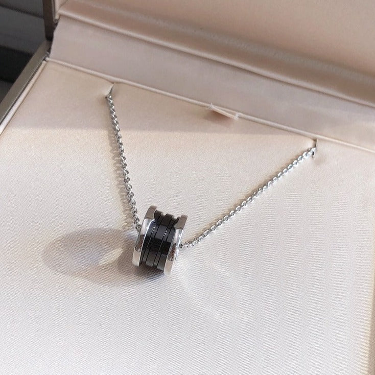 DIANA ZERO 1 BLACK CERAMIC SILVER NECKLACE