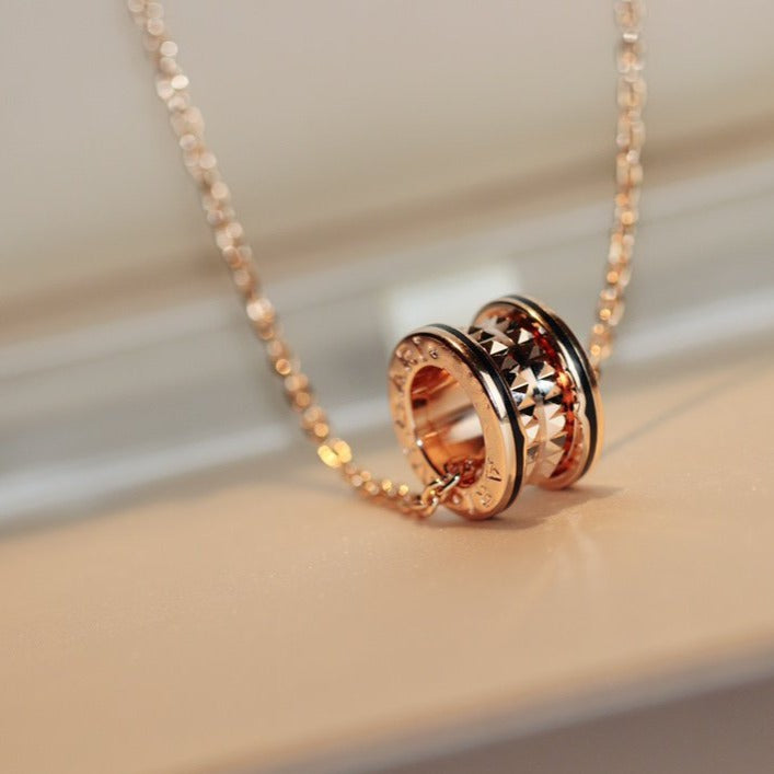 DIANA ZERO 1 ROCK PEDANT PINK GOLD BLACK NECKLACE