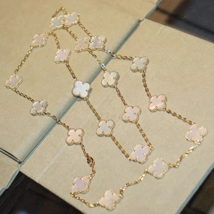 DIANA CLOVER 20 MOTIFS WHITE MOP NECKLACE