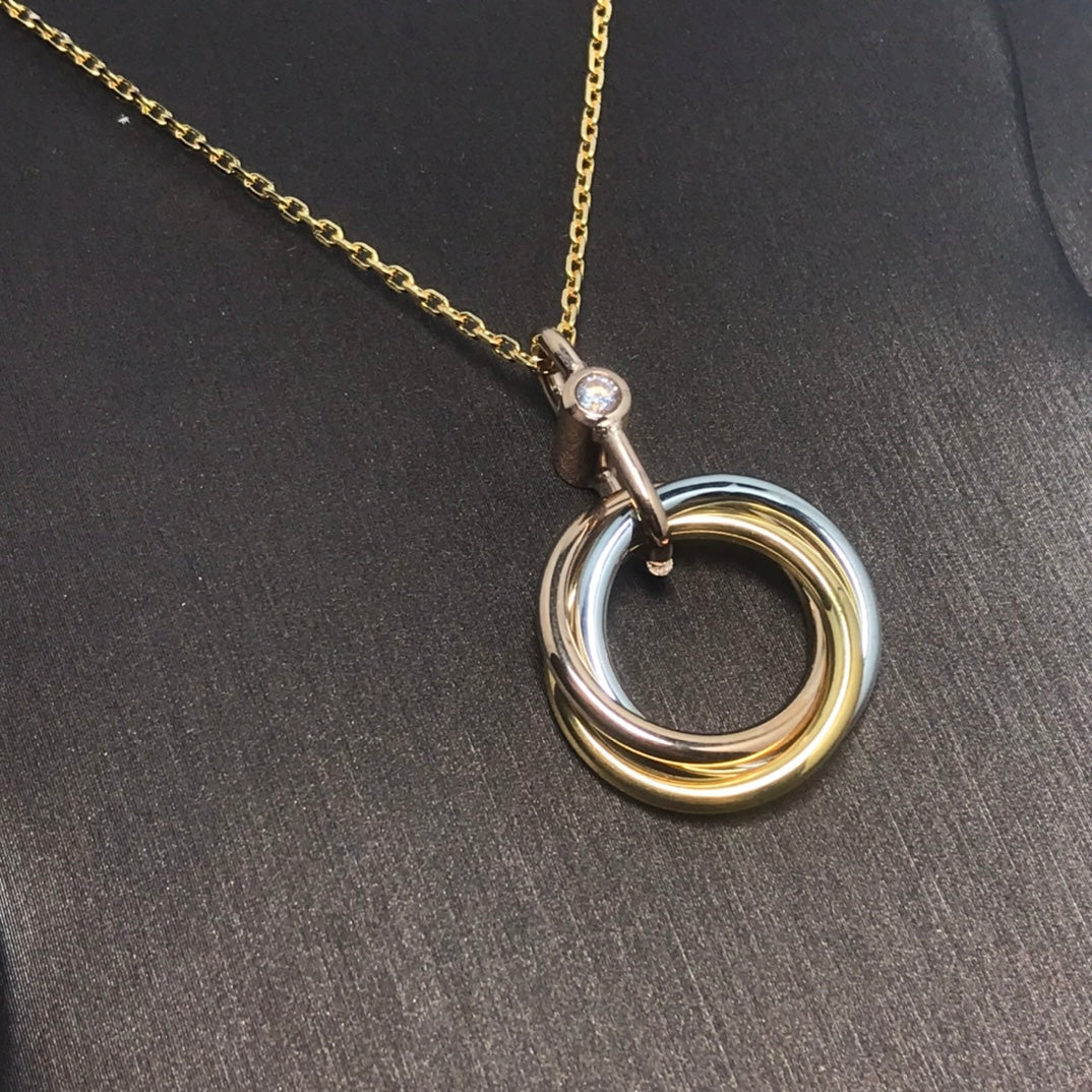 DIANA TRINITY SILVER GOLD PINK GOLD NECKLACE