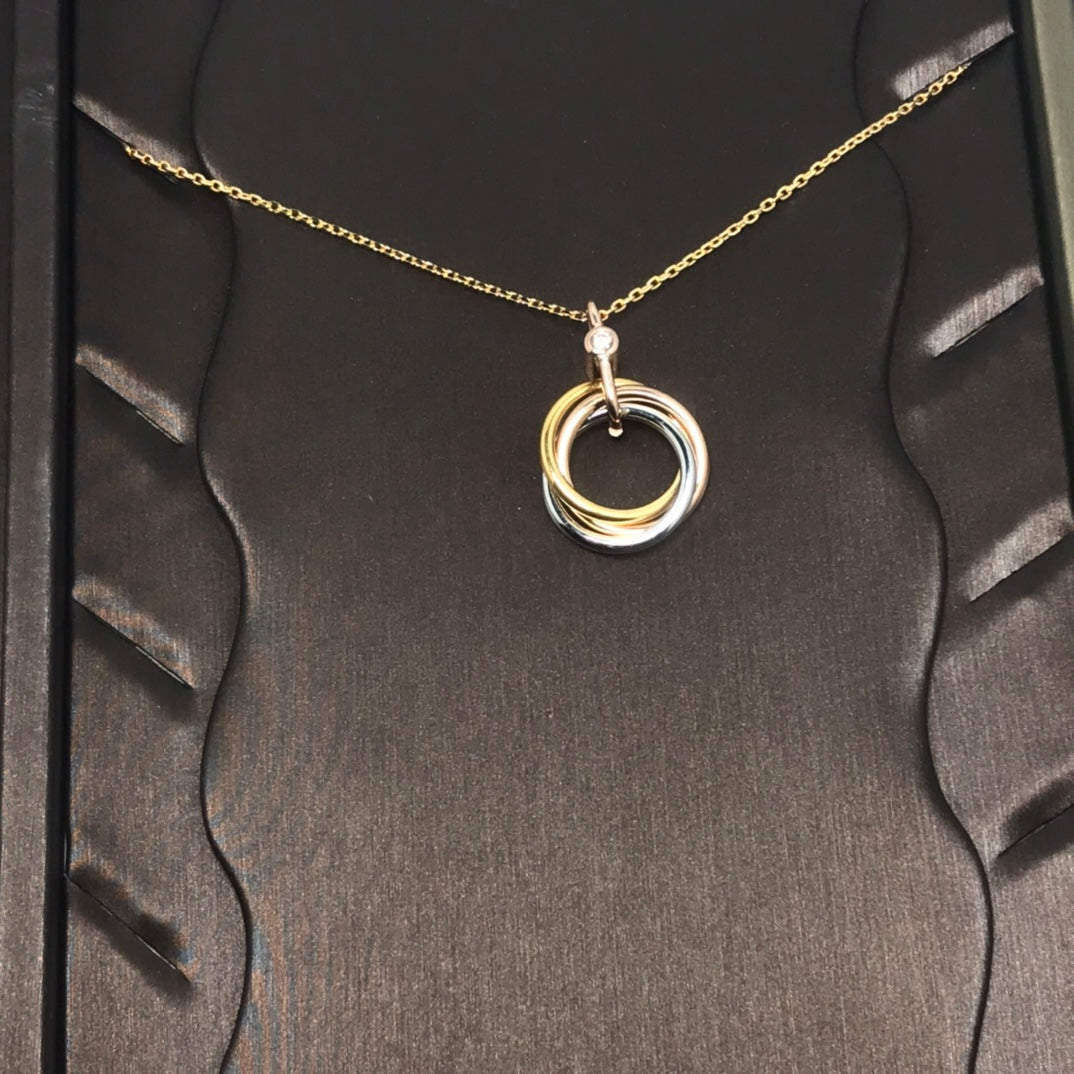 DIANA TRINITY SILVER GOLD PINK GOLD NECKLACE