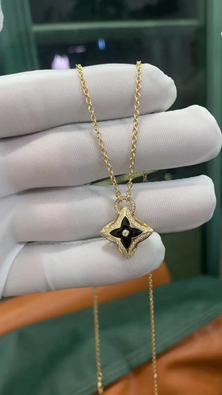 DIANA STAR PEDANT PINK GOLD DIAMOND NECKLACE