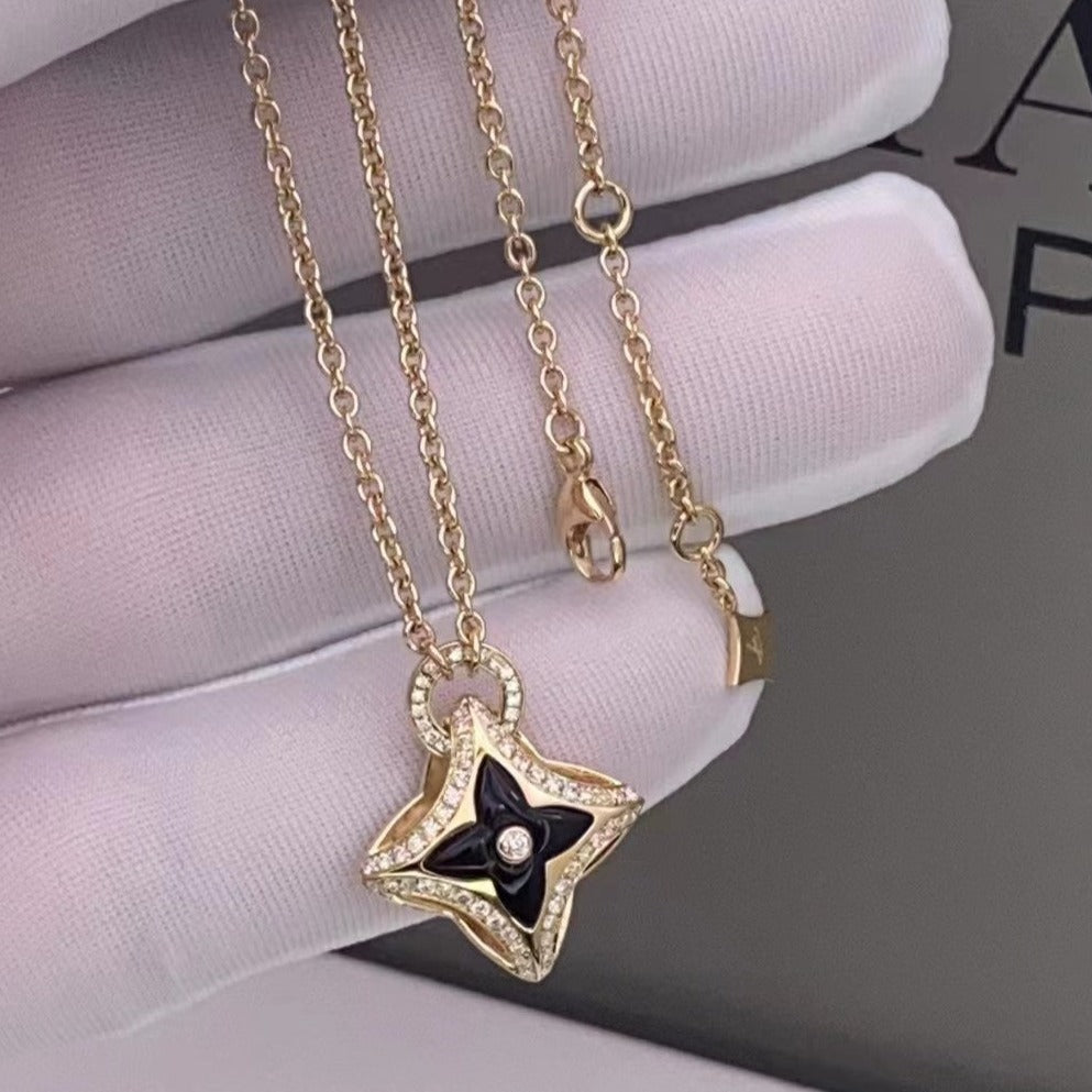 DIANA STAR PEDANT PINK GOLD DIAMOND NECKLACE