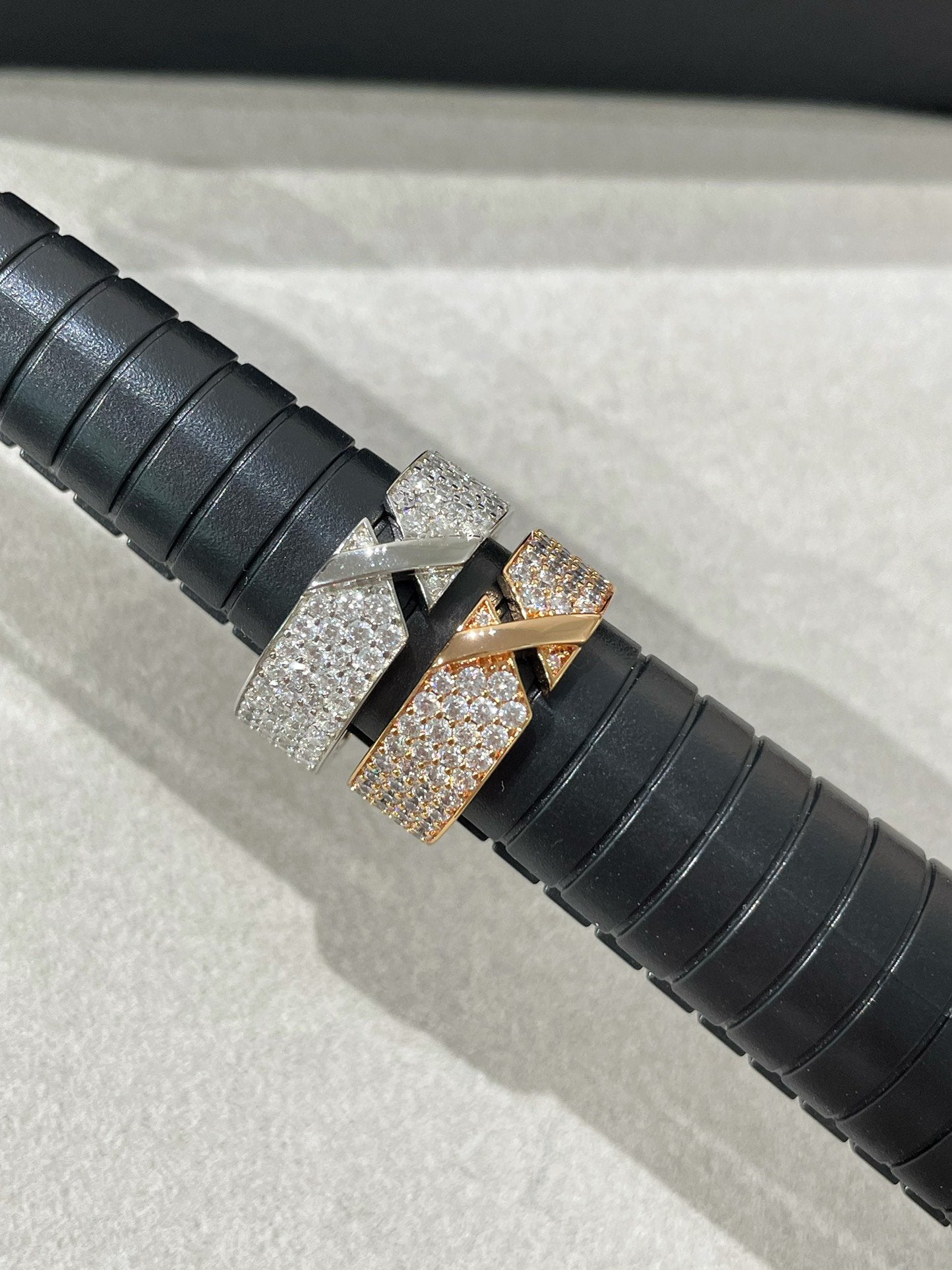 DIANA LIENS EVIDENCE PINK GOLD DIAMOND PAVED RING