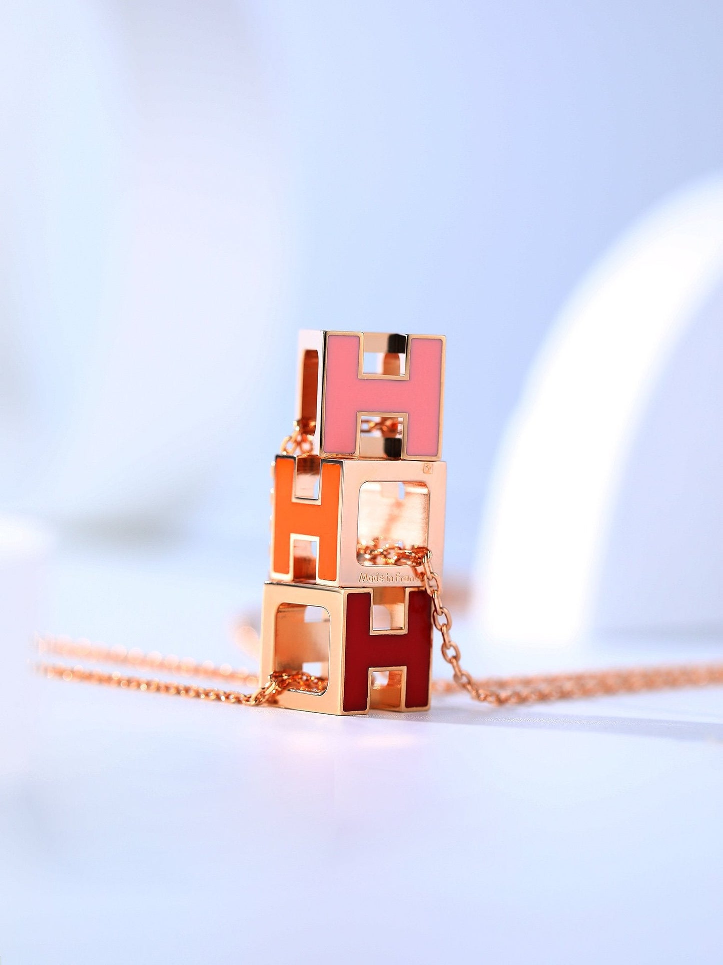 DIANA H CAGE PINK GOLD NECKLACE