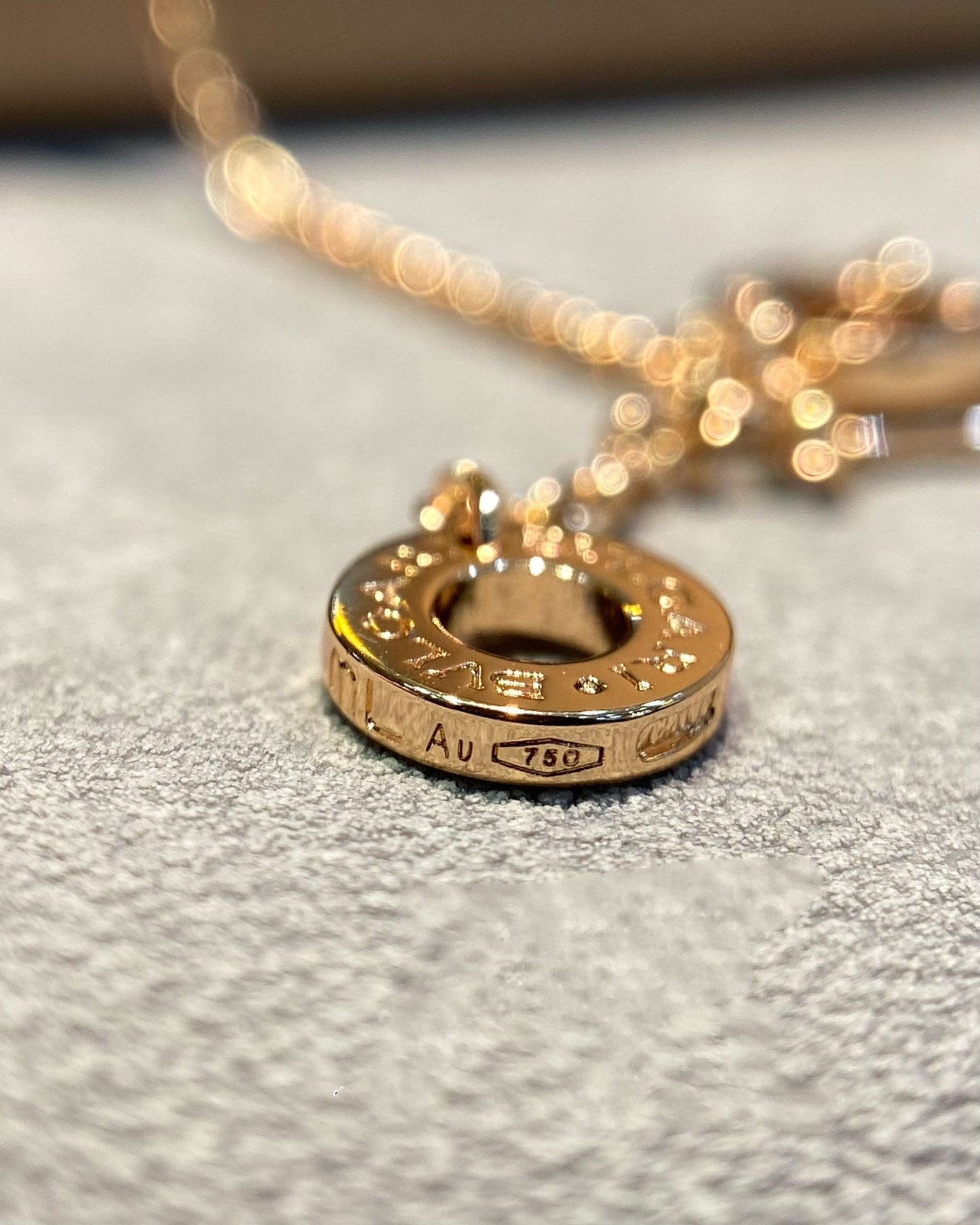 DIANA DREAM MOP DIAMOND PAVED PINK GOLD NECKLACE