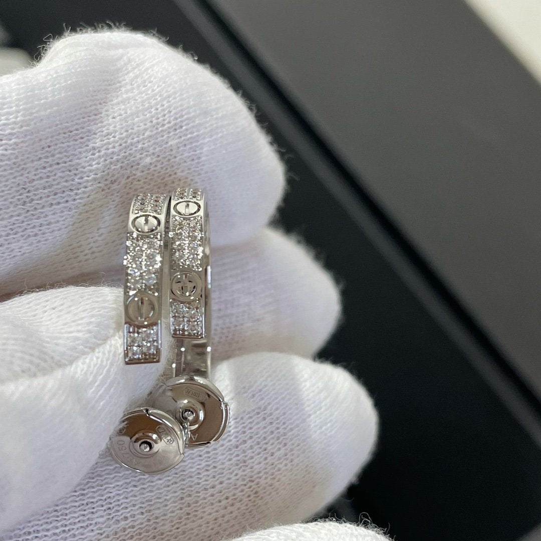 DIANA LOVE DIAMOND SILVER HOOP EARRINGS