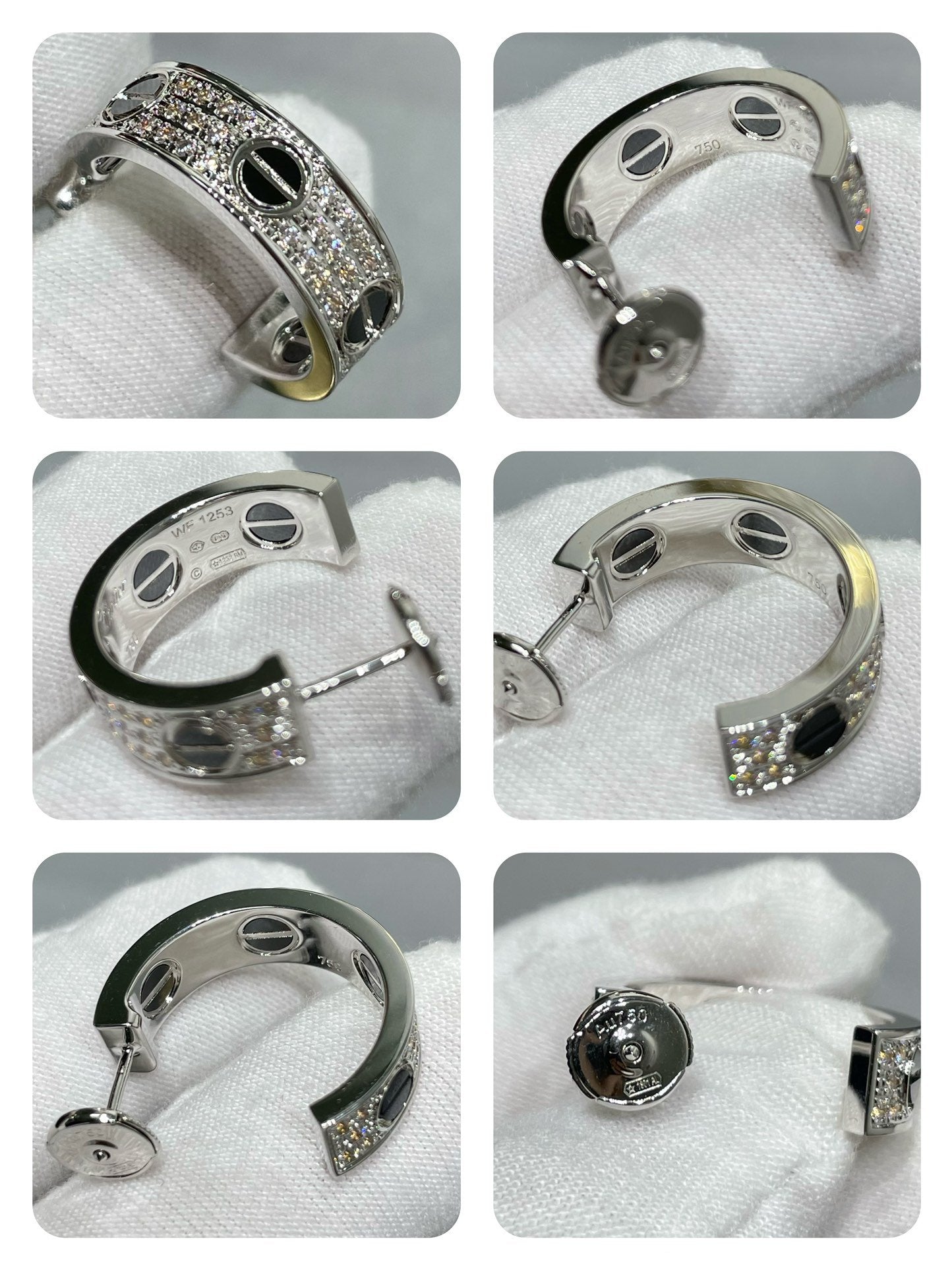 DIANA LOVE CERAMIC DIAMOND PAVED SILVER EARRINGS