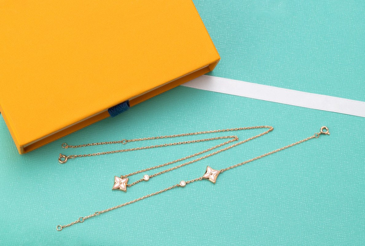 DIANA STAR PINK MOP 1 DIAMOND PINK GOLD NECKLACE