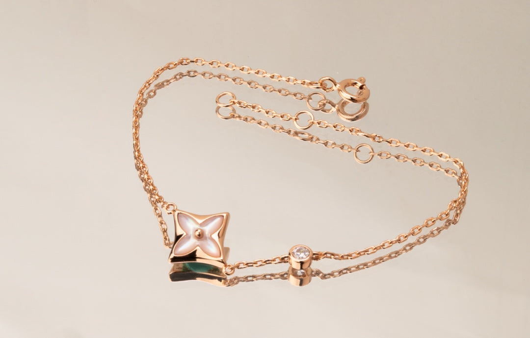 DIANA STAR PINK MOP 1 DIAMOND PINK GOLD NECKLACE