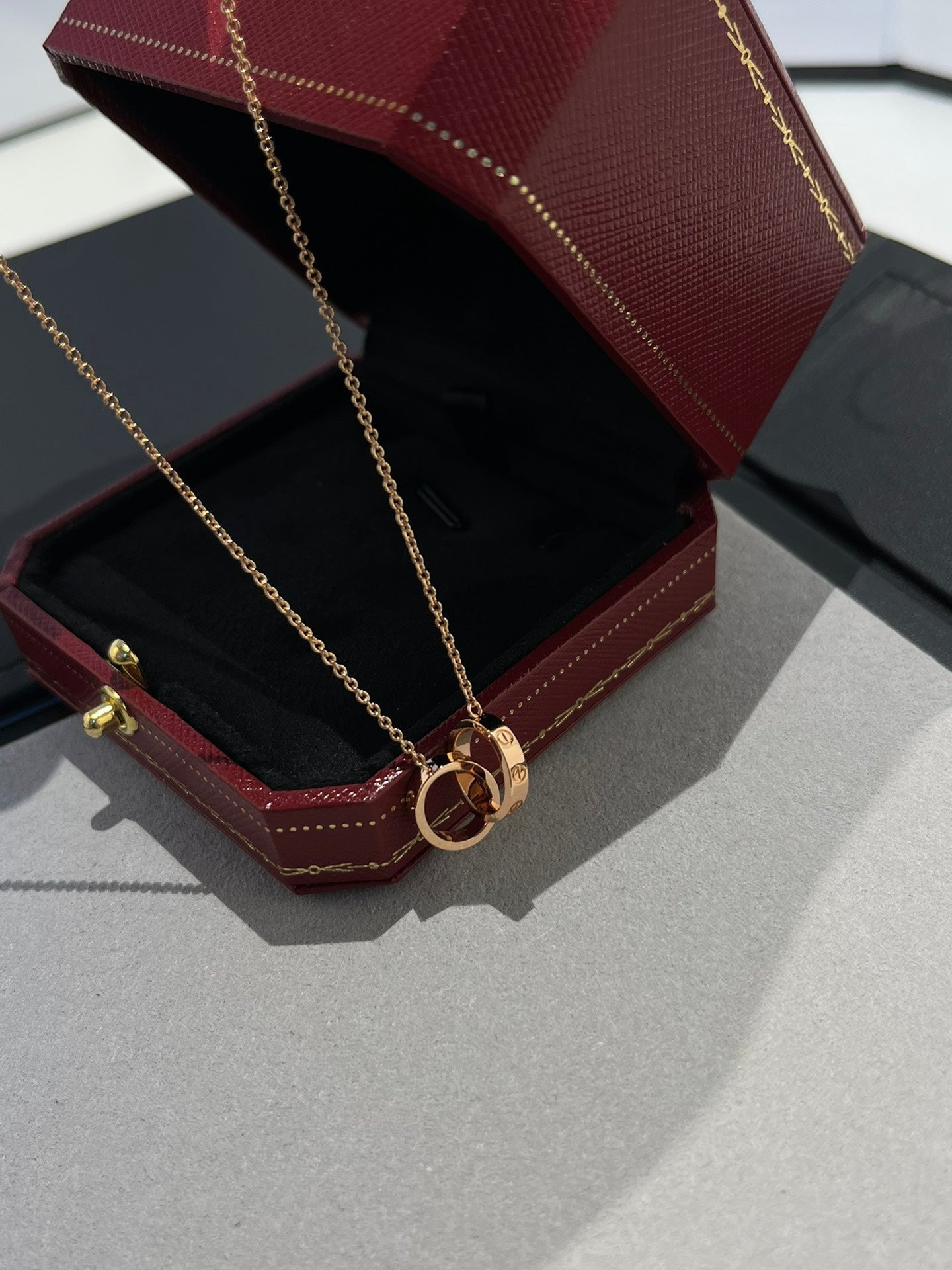 DIANA LOVE NECKLACE DOUBLE RING PINK GOLD