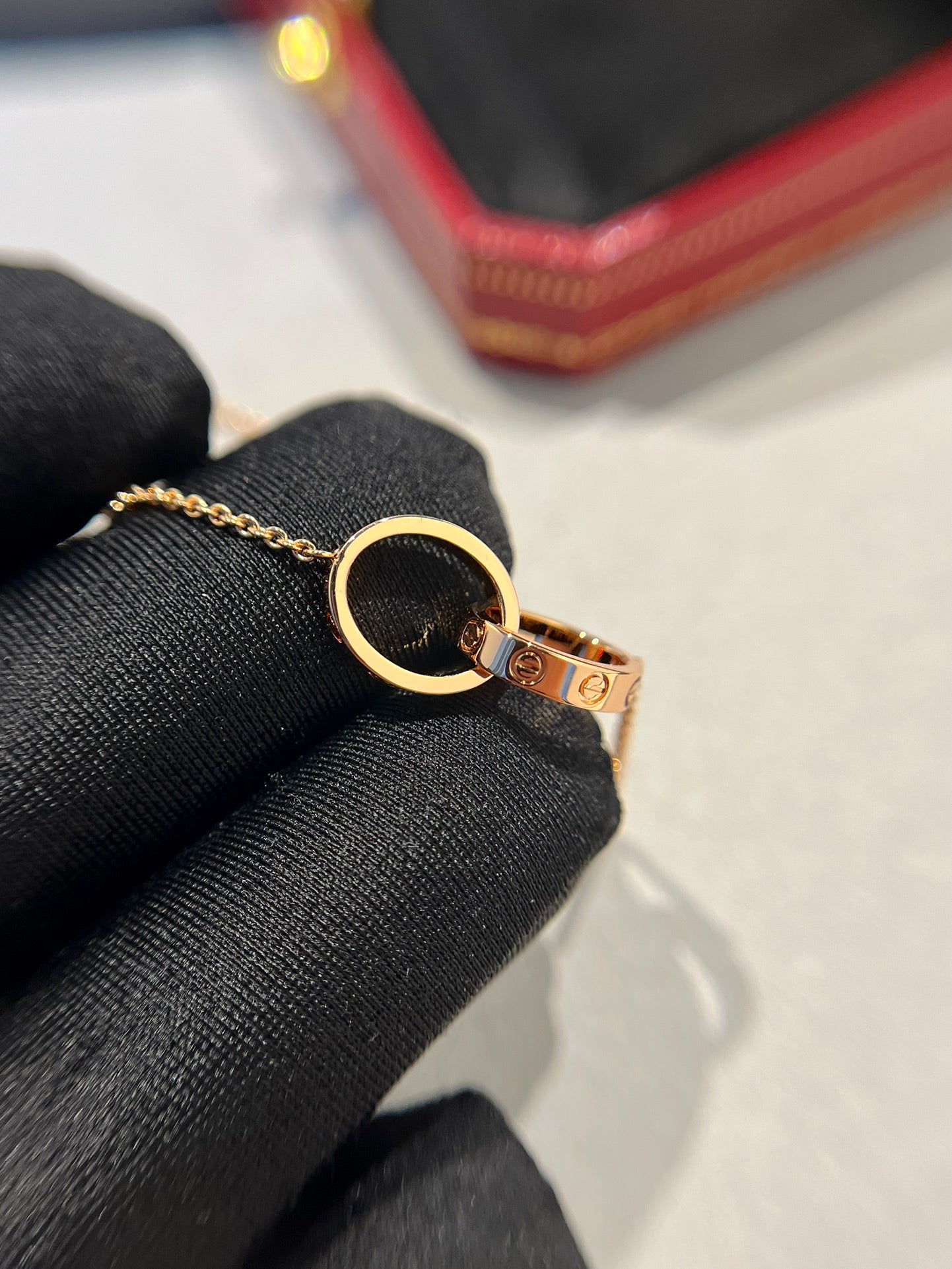 DIANA LOVE NECKLACE DOUBLE RING PINK GOLD