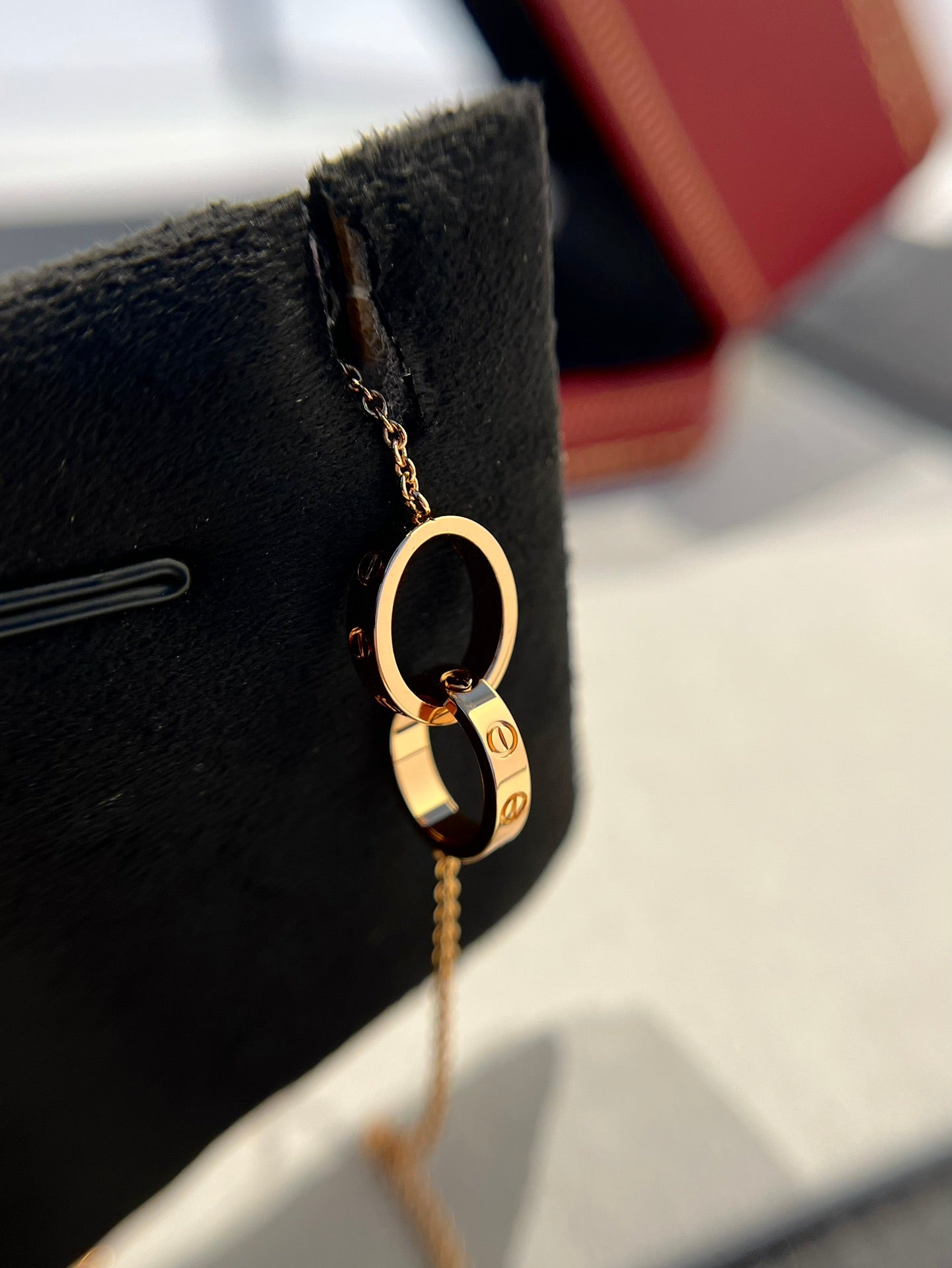 DIANA LOVE NECKLACE DOUBLE RING PINK GOLD