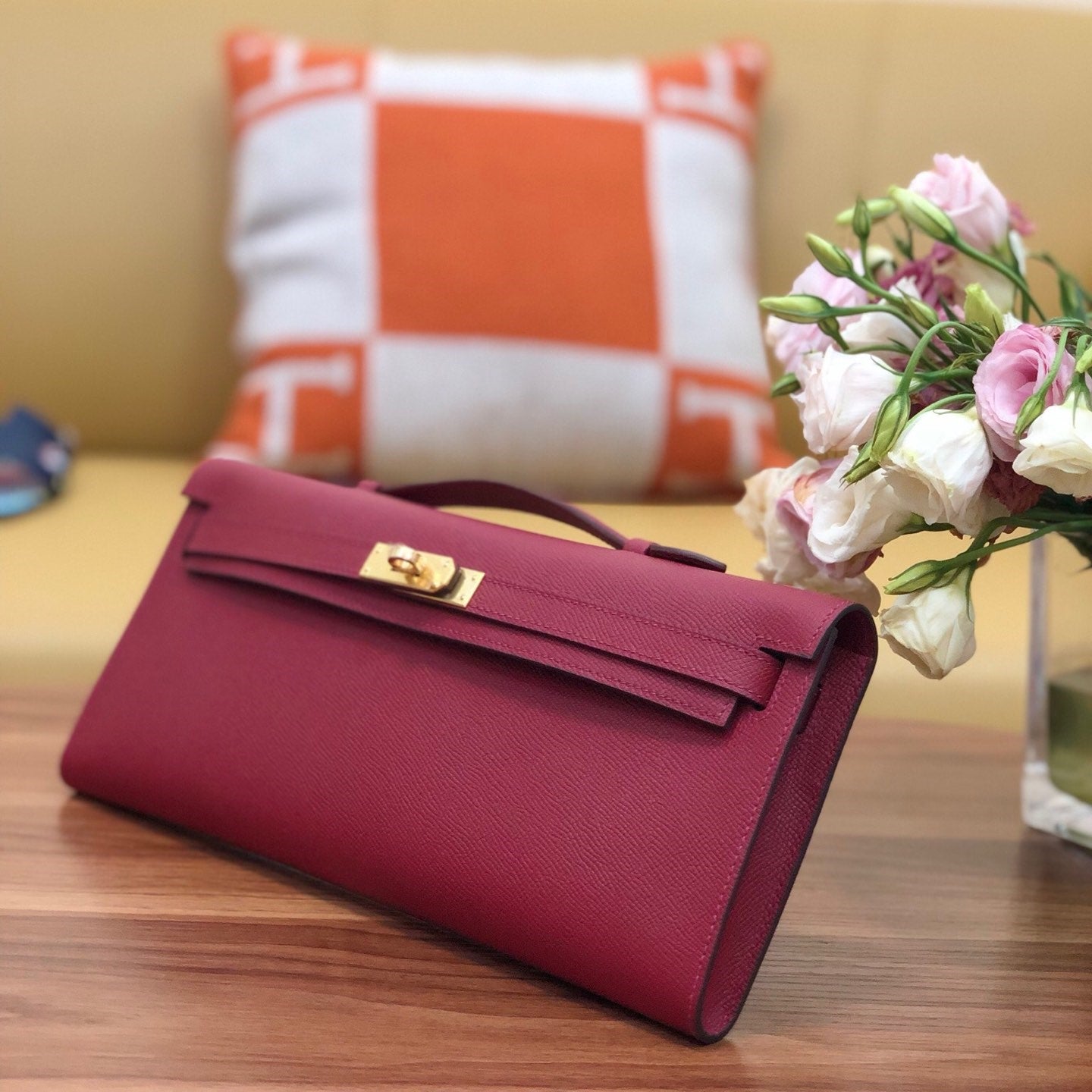 HM Kelly Cut 31cm Brick Swift Leather Ghw
